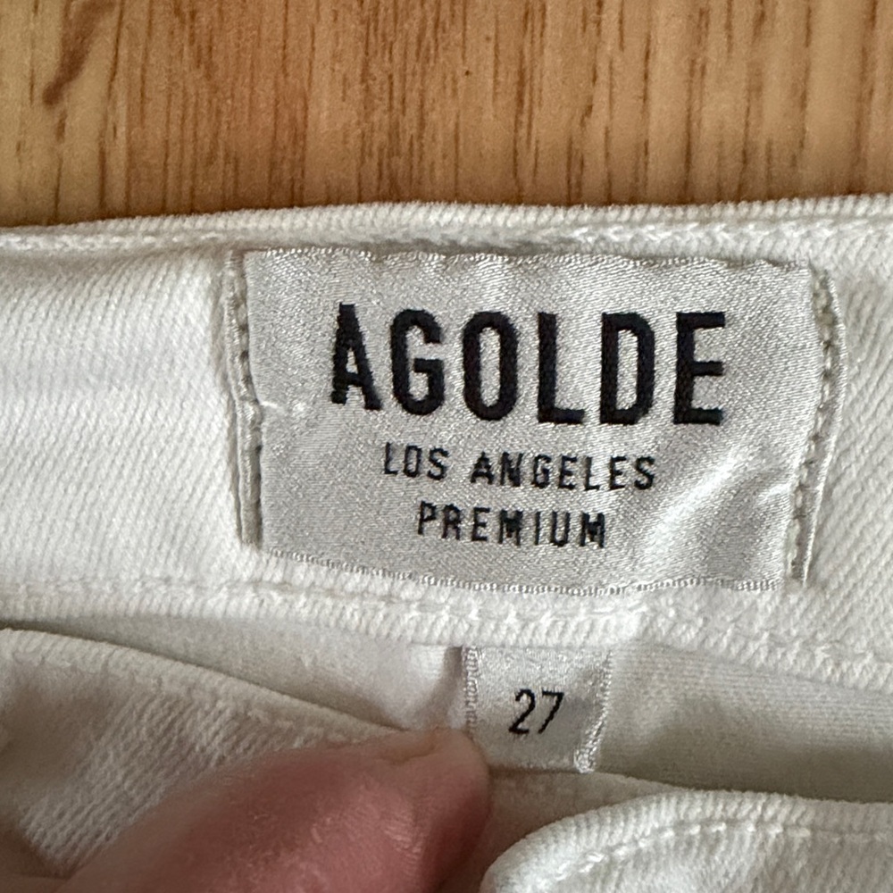 Agolde Sophie Crop Jeans Raw Hem Size 27 White - Picture 3 of 7